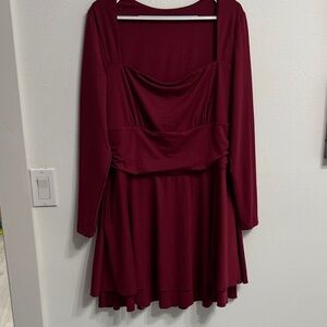 OYS Burgundy TikTok viral Long Sleeve Dress! Size XL
